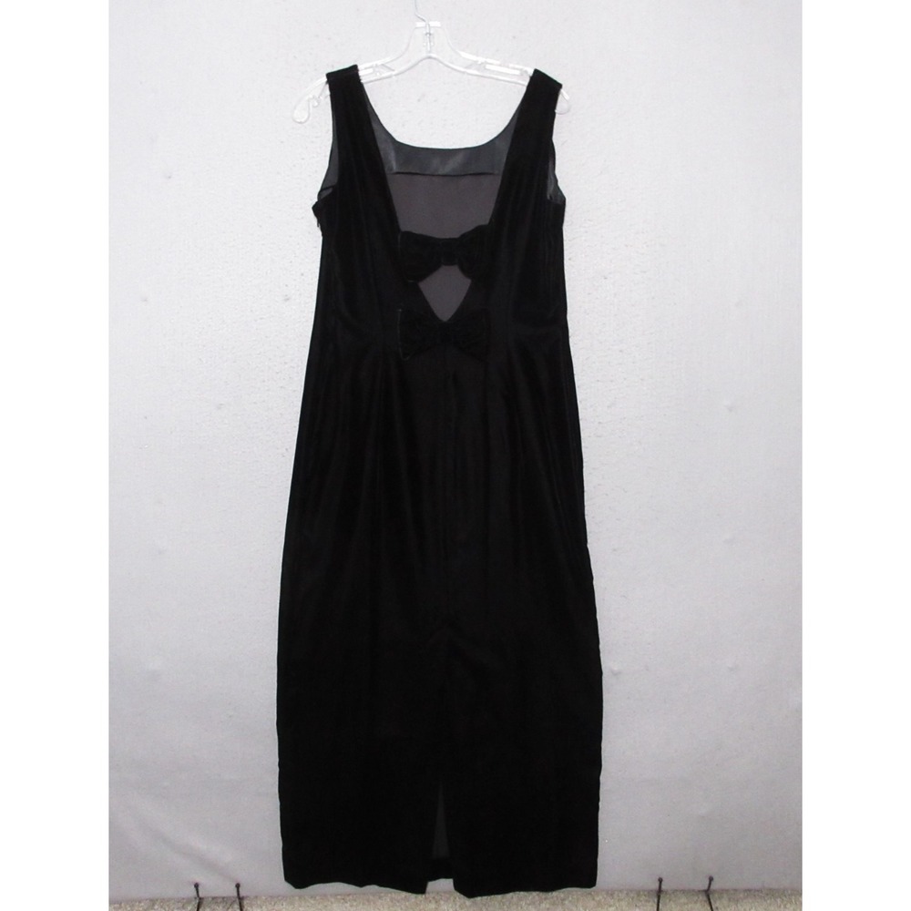 Vintage Maggy London Dress Black Velvet Whimsigoth Midi Grunge 90s Y2K Bow Back
